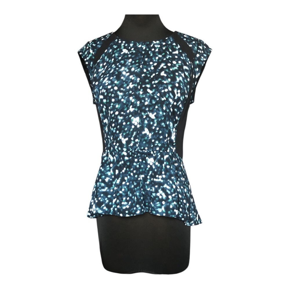 Rebecca Taylor Black and Blue Speckled Blouse Size 10